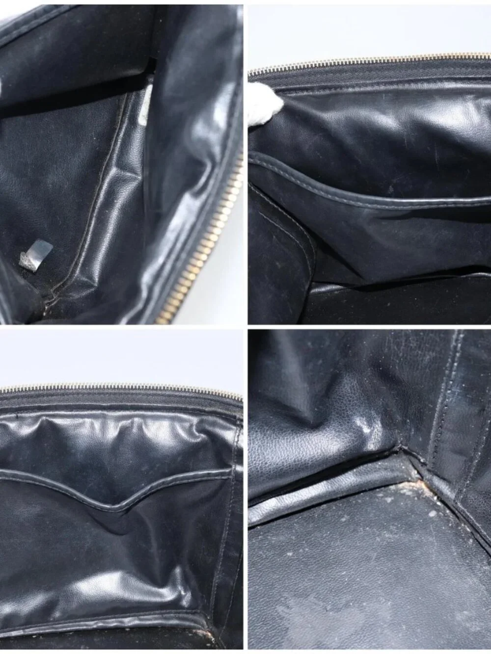 CHANEL Vanity Hand Bag Patent leather 2way Black CC